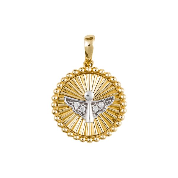 Pingente de Anjo em Ouro, Ouro Branco e Diamante