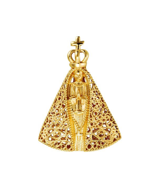 Pingente Nossa Senhora Aparecida em Ouro Amarelo 18k Pingente em Ouro
