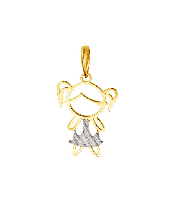 Pingente Menina em Ouro Amarelo 18k Pingente em Ouro