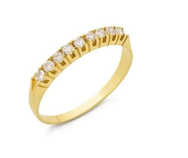 Anel Aliança em Ouro e Diamantes 27 pontos