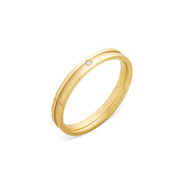 Aliança de Casamento em Ouro e Diamante - Perfil Reto