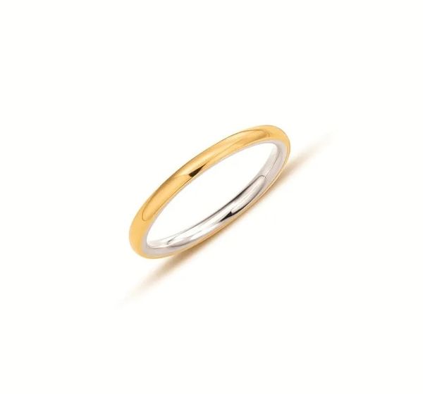 Aliança em Ouro Amarelo 18k e Prata Nobre 925 - 2,0mm